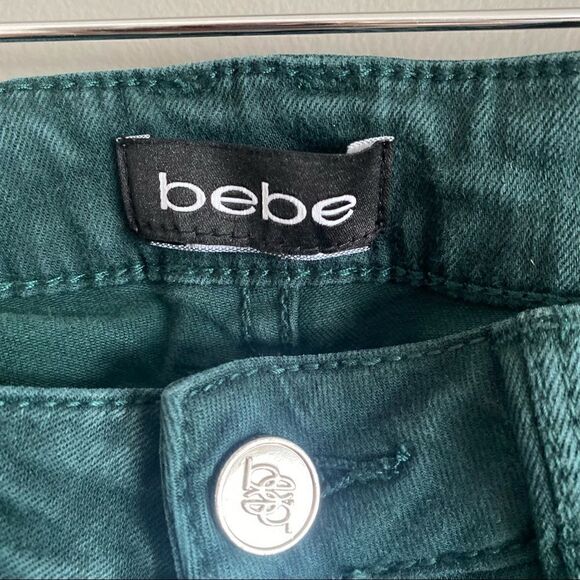Bebe Womens Distressed Hunter Green Low Rise Denim Skinny Jeans Size 24 - Picture 3 of 6